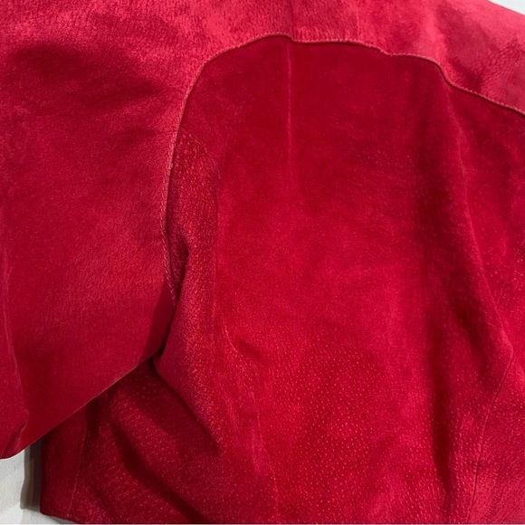 CHIA Vintage Moto Leather Jacket Red - Picture 4 of 15
